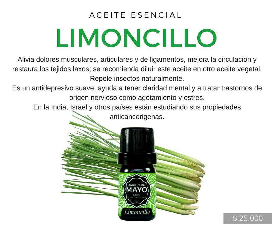 Aceite Esencial de Limoncillo 5 ml - JARDÍN DE MAYO