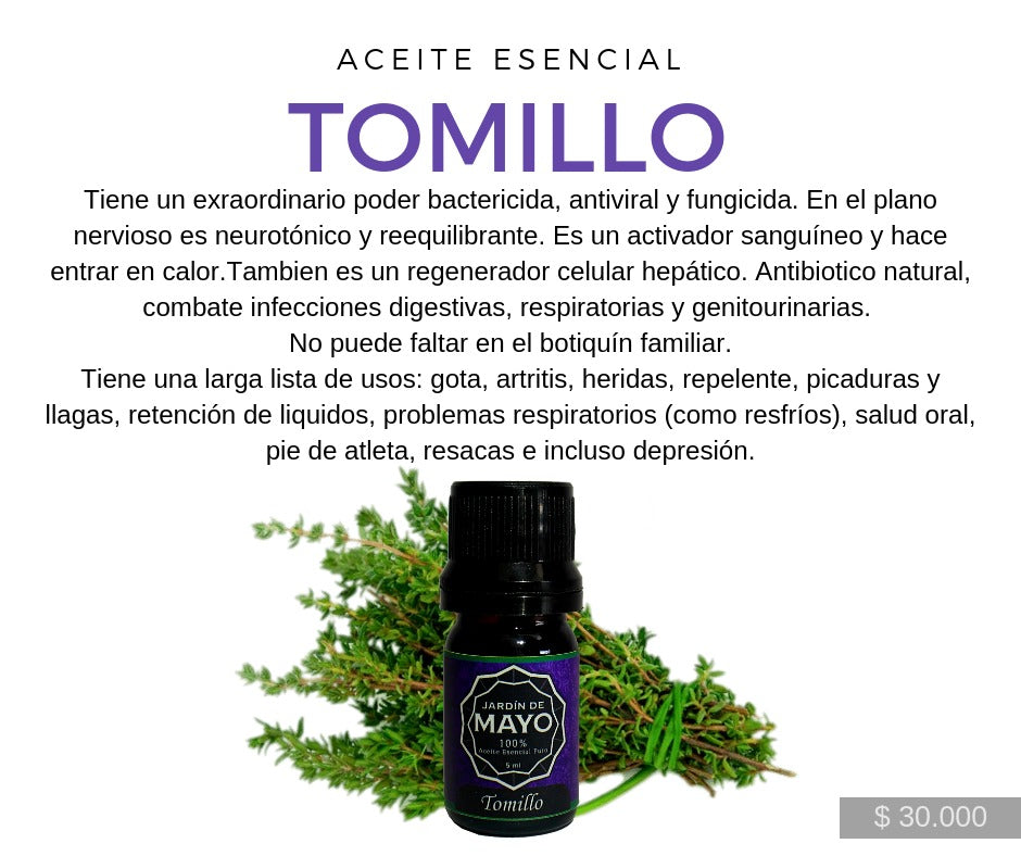 Aceite Esencial de Tomillo 5 ml - JARDÍN DE MAYO