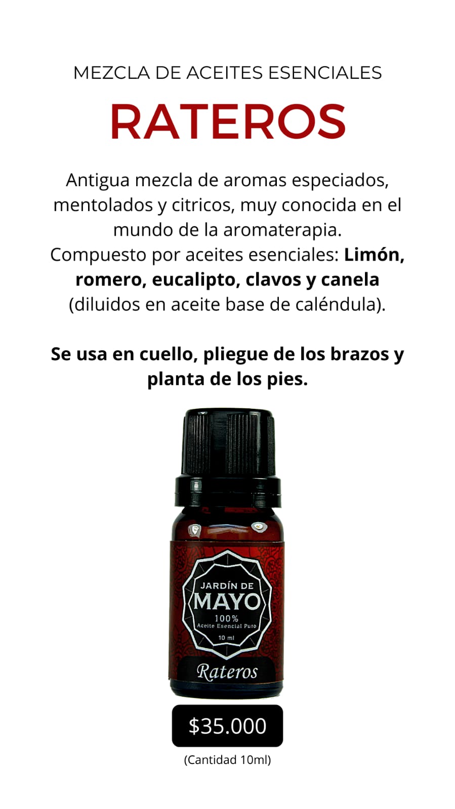 Mezcla Esenciales Rateros 10 ml - JARDÍN DE MAYO