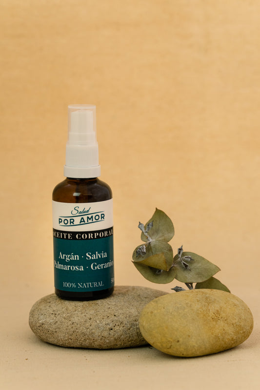 Aceite Argán-Salvia-Palmarosa-Geranio - SALUD POR AMOR