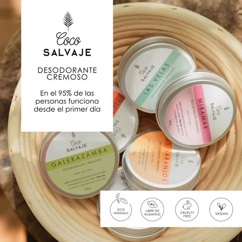 Desodorante Natural sin quimicos libre de aluminio Coco Salvaje