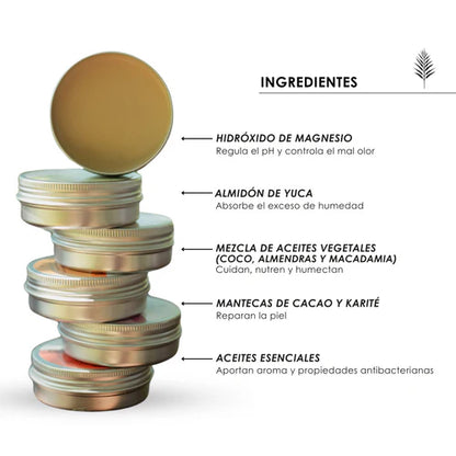 Ingredientes naturales sin quimicos desodorante cremoso Cocosalvaje